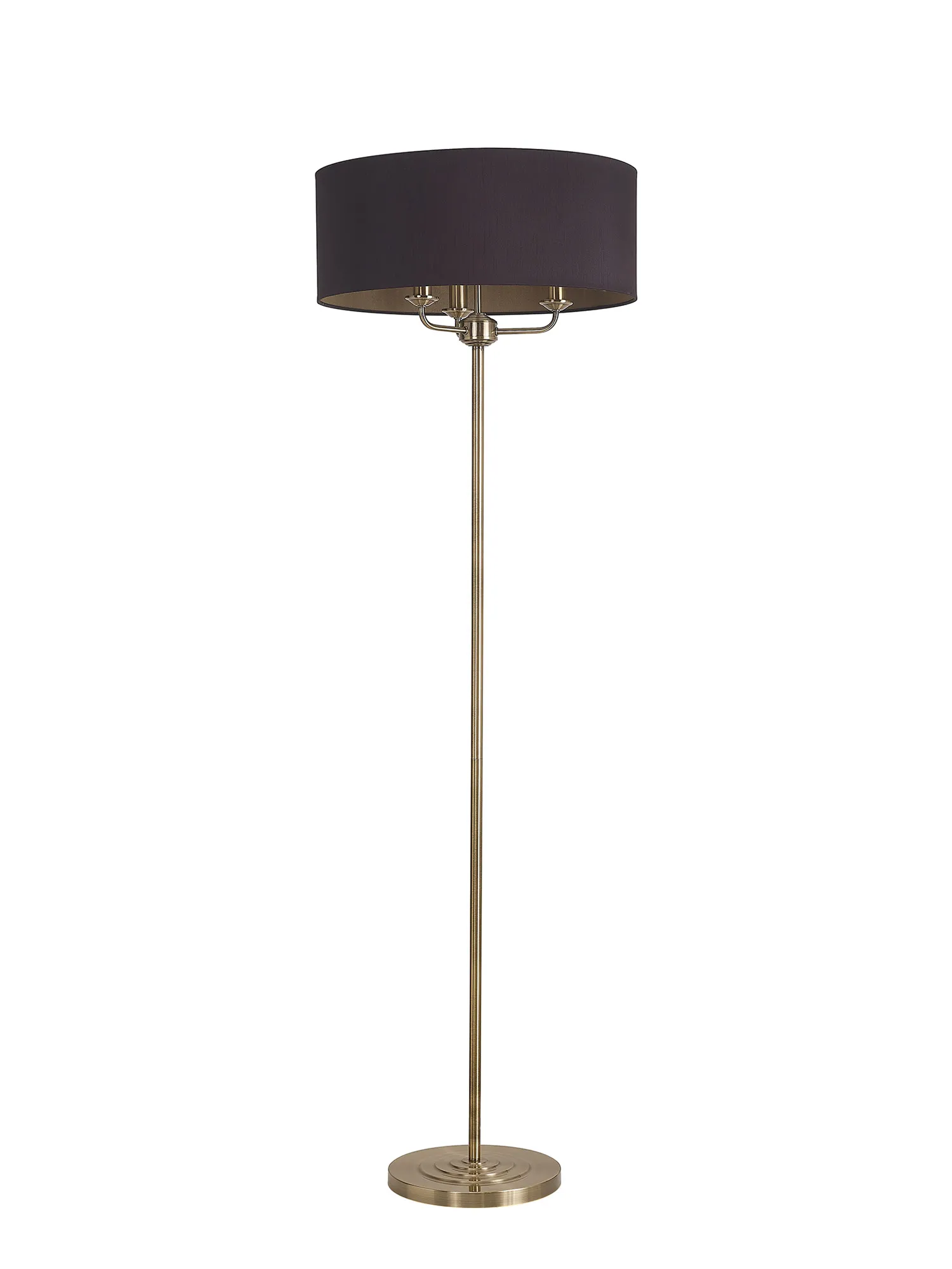 Banyan 45cm 3 Light Floor Lamp Antique Brass; Midnight Black DK0913  Deco Banyan AB BL/GR